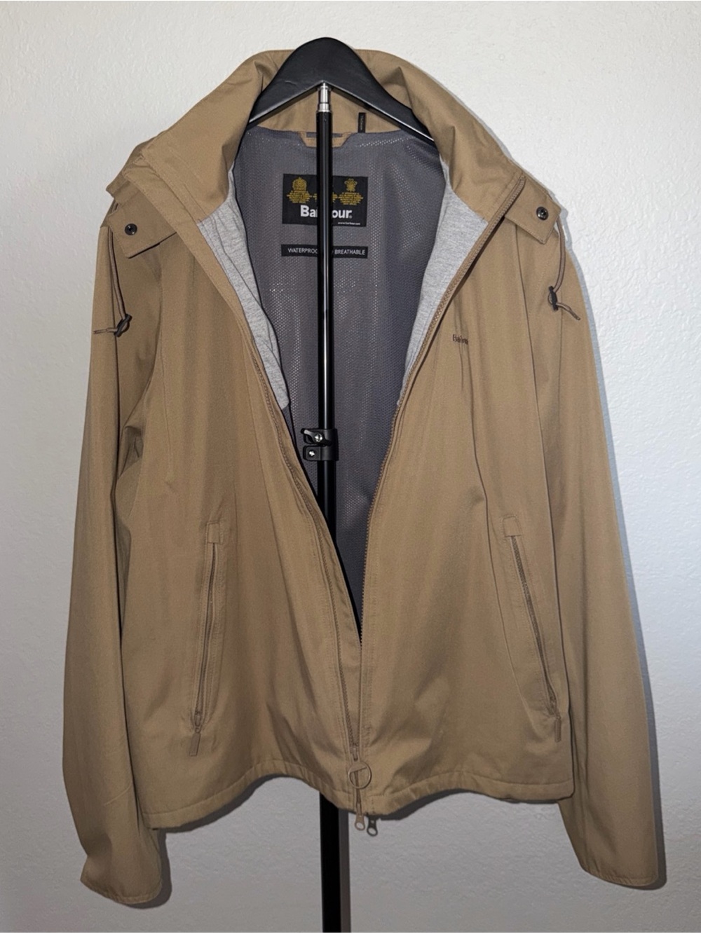 Barbour Men's Khaki Hooded Raincoat Jacket